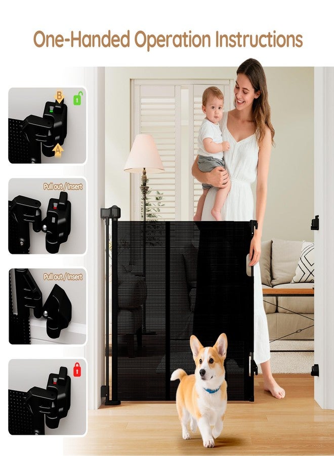 Miumoon One-Hand Operation Retractable Baby Gates, 59 inch Retractable Gate with Reinforced Strip Design to Prevent Crawling Through, 5 FT Retractable Dog Gate for Stairs, Doorways, Hallways - Image 2
